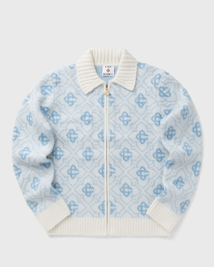 Sweater Casablanca Monogram Zip-Up Knit Sweater Blå | MPF25-KW-1005-01