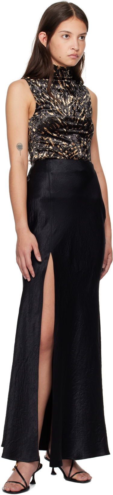 Kjol Nanushka Nanushka Harlow Maxi Slit Skirt Svart | NW24FWSK34300, 3