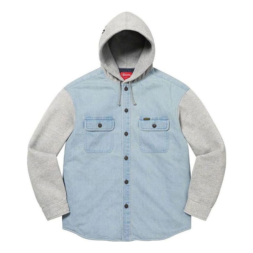 Skjorta Supreme Fleece Hooded Denim Shirt Blå | SUP-FW22-743