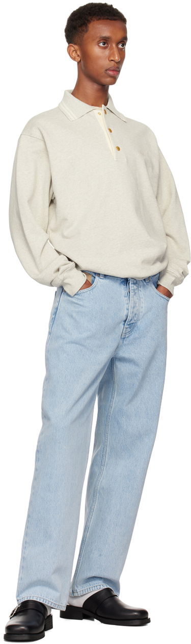 Sweater Drôle de Monsieur Drôle De Monsieur 'Le Polo Drôle' Sweatshirt Grå | PERM-PL132-CO127-GY, 3