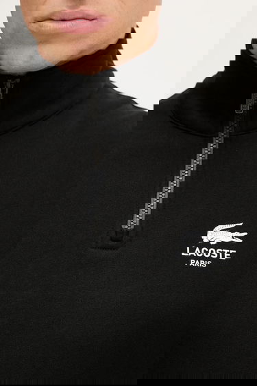 Sweatshirt Lacoste Cotton Half-Zip Sweatshirt with Paris Logo Print Svart | SH2735, 9