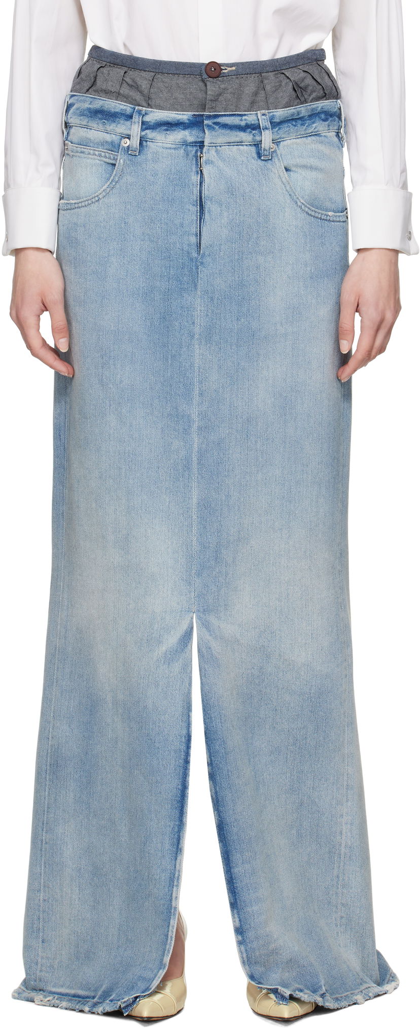 Kjol Maison Margiela Maison Margiela Blue 'Anonymity Of The Lining' Denim Maxi Skirt Blå | S51MI0006 S30383