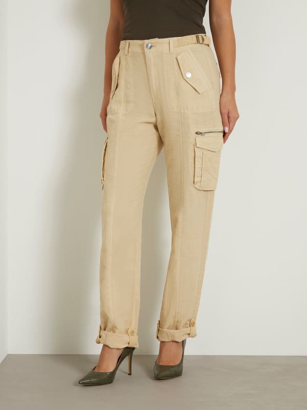 Cargo byxor GUESS Mid Rise Cargo Pant Beige | W4GA0AWG8N0