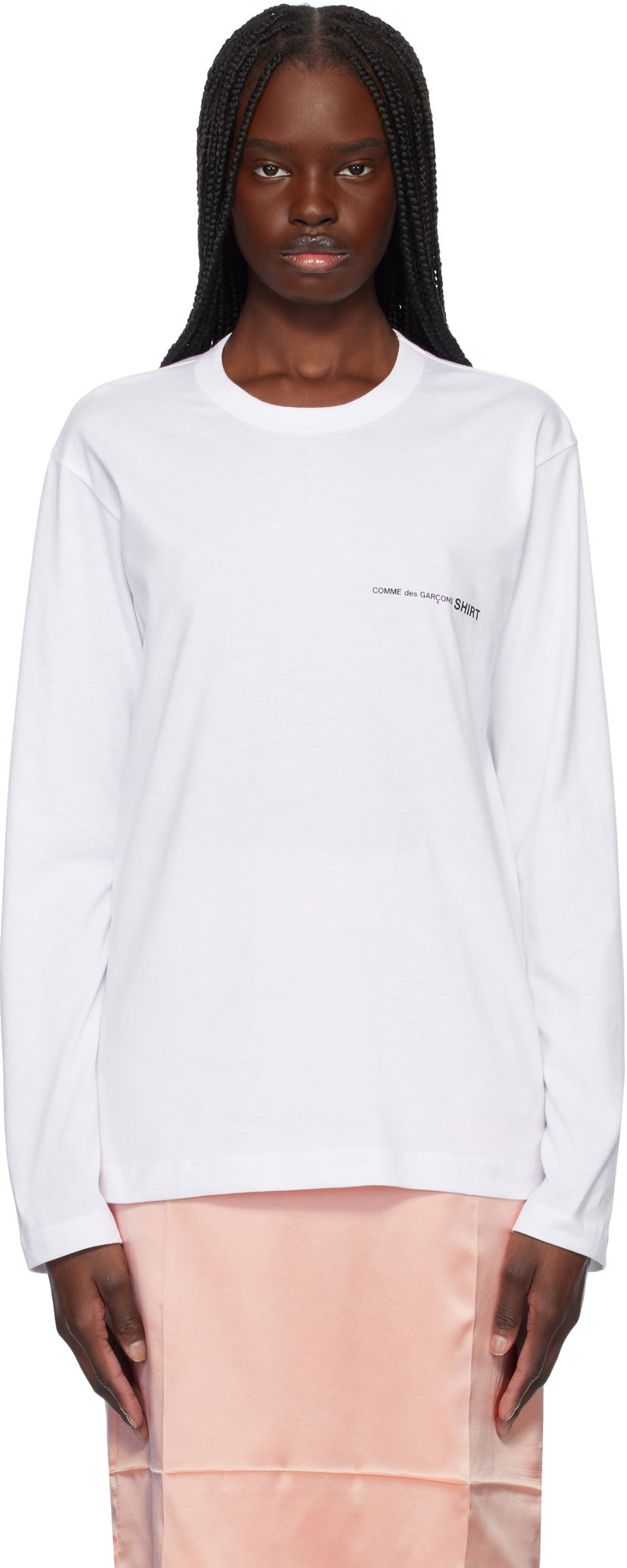 T-shirt Comme des Garçons CDG Shirt Basic Logo Long Sleeve T-Shirt Vit | FO-T025-051