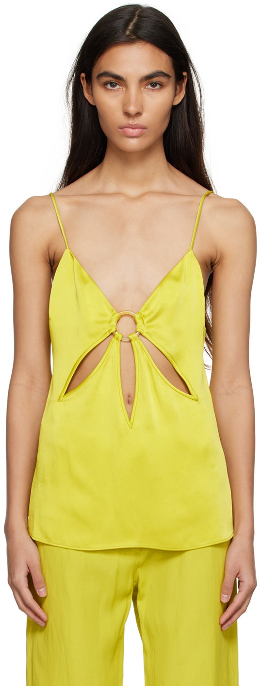 Linne Stella McCartney Stella McCartney Cutout V-Neck Tank Top Grön | 6T00583AU309