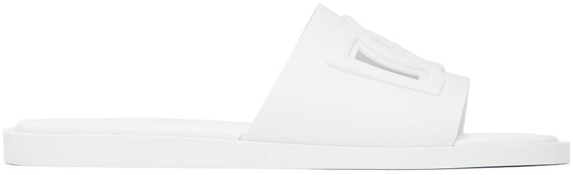 Sneakers och skor Dolce & Gabbana White Cutout Slides Vit | CS2215AN994