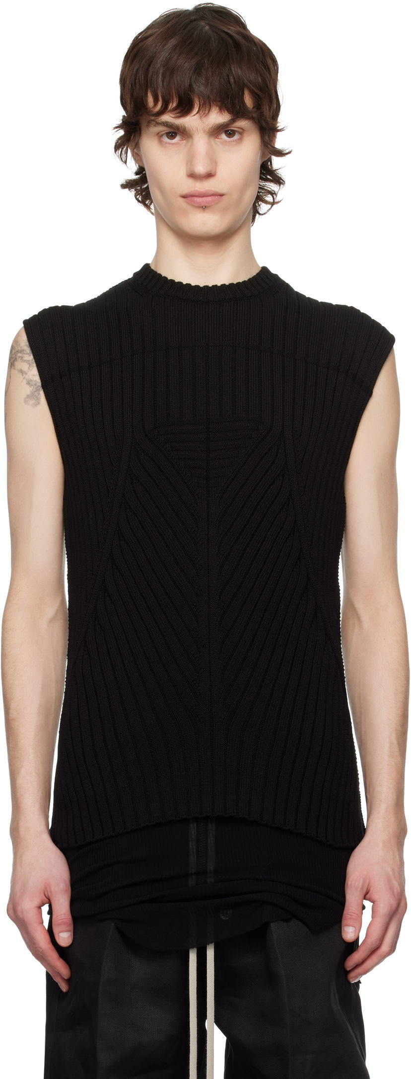 Sweater Rick Owens Rick Owens Hollywood Knit Vest Svart | RU01E5662 KEC