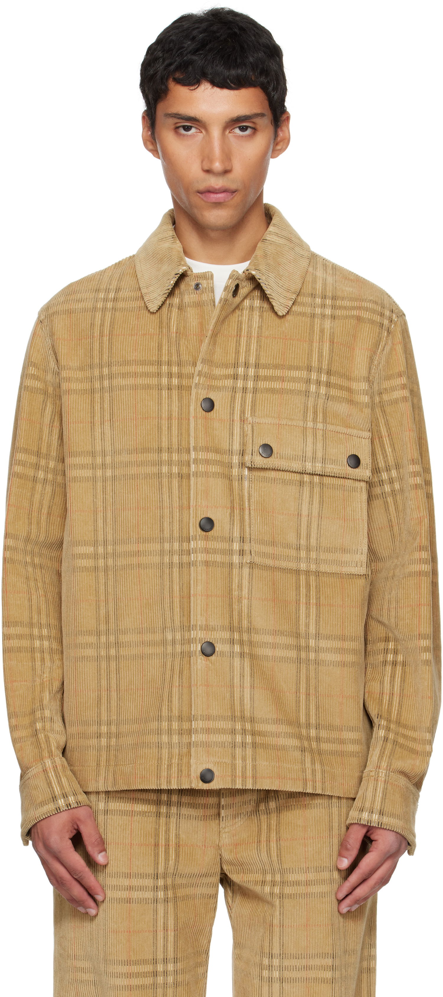 Skjorta Burberry Burberry Check Corduroy Overshirt Beige | 8113164, 0