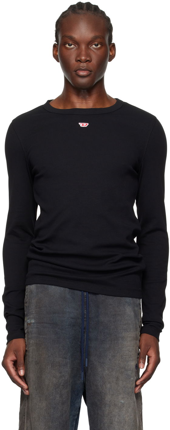 T-shirt Diesel Long Sleeve Ribbed T-Shirt Svart | A14951-0EJAI-9XX