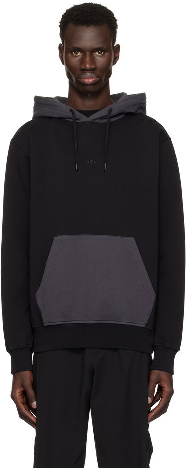 Sweatshirt BOSS BOSS Embroidered Logo Hoodie Svart | 50531418, 0