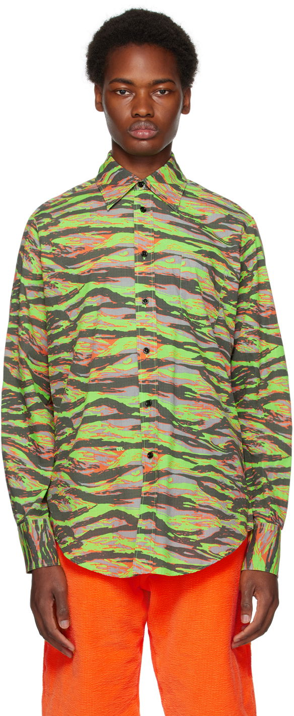 Skjorta ERL Abstract Print Long Sleeve Shirt Grön | ERL06B005