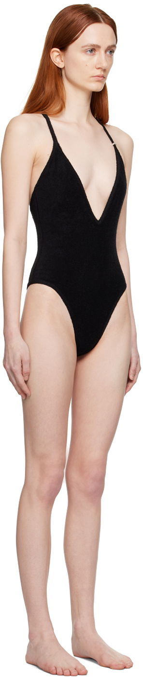Badkläder The Attico Attico V-Neck One-Piece Swimsuit Svart | 233WBB71 C066, 1