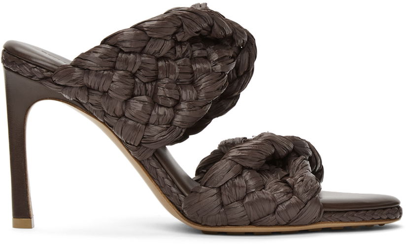 Sneakers och skor Bottega Veneta Bottega Veneta 'The Curve' Raffia Heeled Sandals Brun | 651398 V0GM0