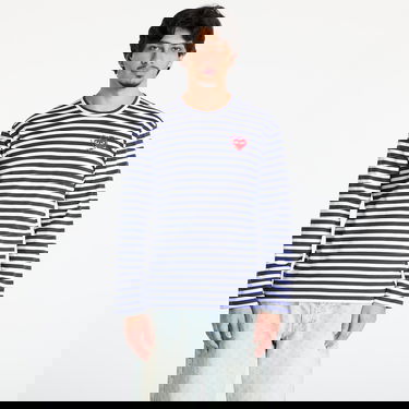 T-shirt Comme des Garçons Comme des Garçons PLAY Stripe Emblem Long Sleeve Tee Mörkblå | AX-T806 NAVYxWHITE, 0