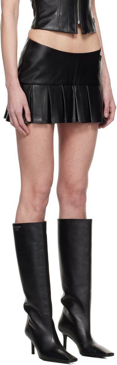 Kjol MISBHV MISBHV School Faux-Leather Pleated Miniskirt Svart | 250W859, 1