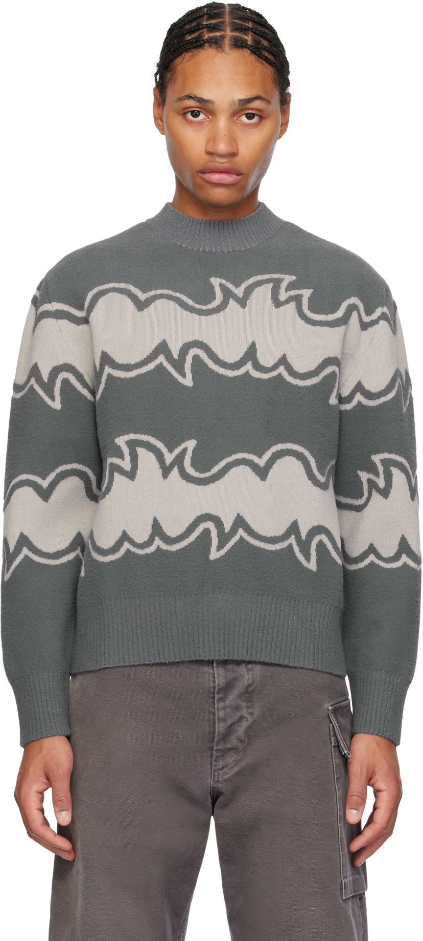 Sweater Bluemarble Jacquard Knit Sweater Grå | SW36 KN18B24 GRE