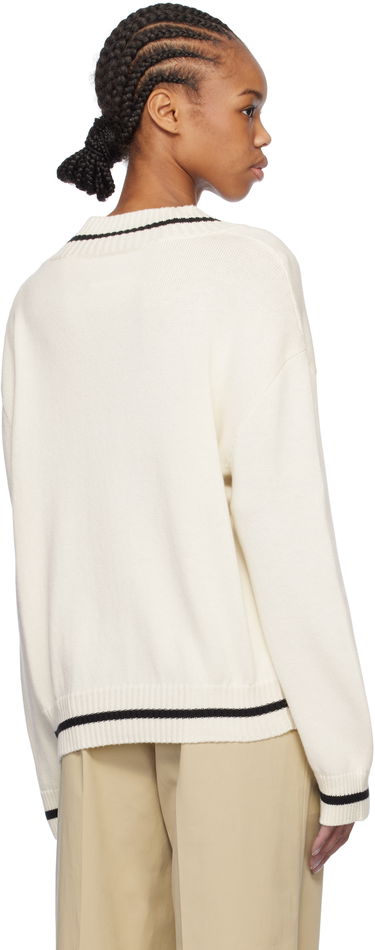 Sweater Maison Margiela MM6 Maison Margiela Varsity Jacquard Sweater Vit | S52HN0009 M13085, 2