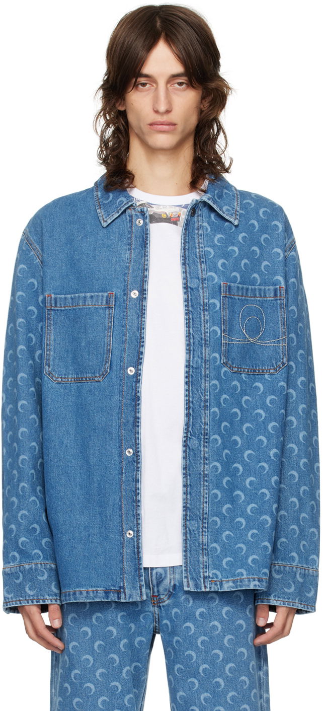 Skjorta Marine Serre Marine Serre Moon Laser Denim Jacket Blå | MSI033A CDEN0001, 0