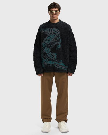 Sweater Lacoste Crocodile Intarsia Knit Sweater Svart | AH3746-1LI, 2