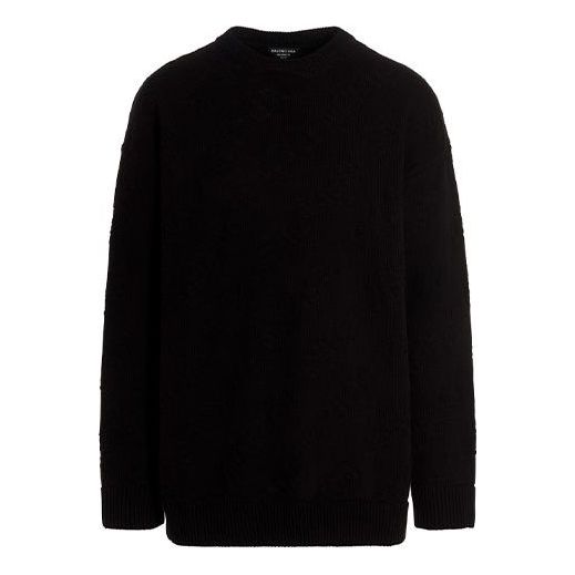 Sweater Balenciaga Jacquard Knit Sweater Svart | 662728T31661000