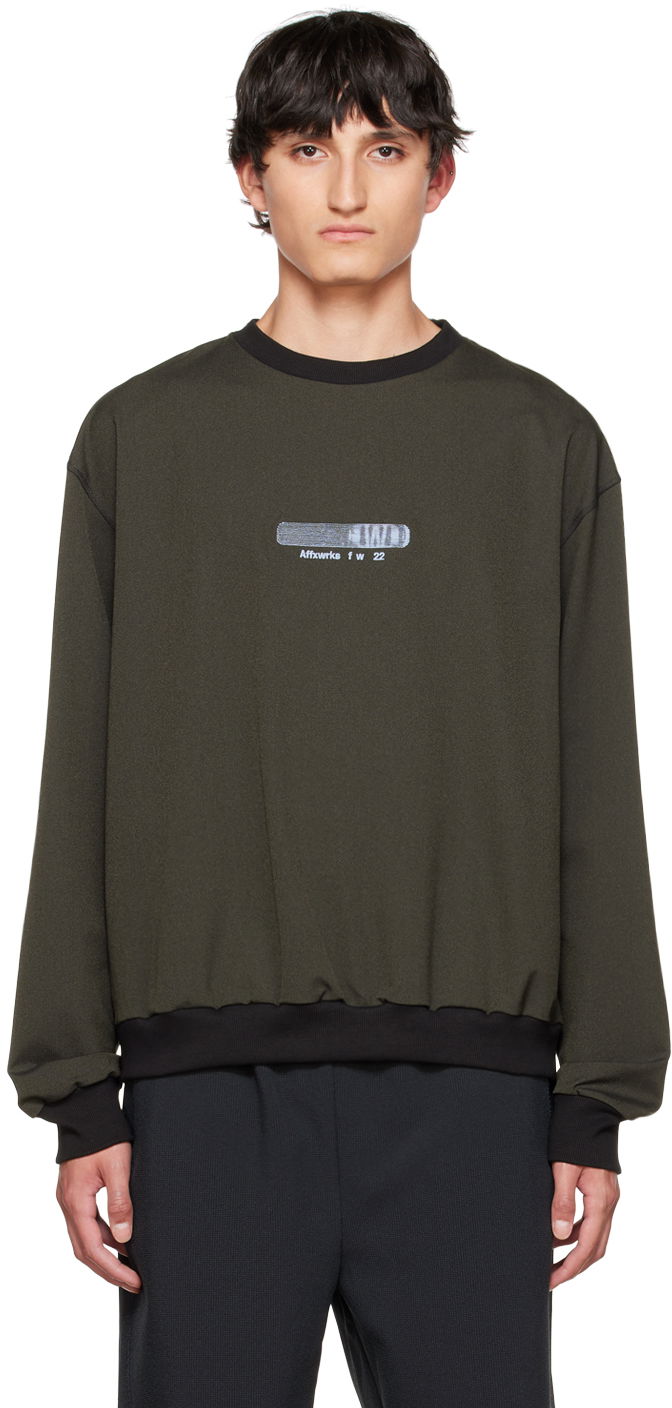 Sweatshirt AFFXWRKS Logo-Print Relaxed-Fit Sweatshirt Grön | FW22ML01