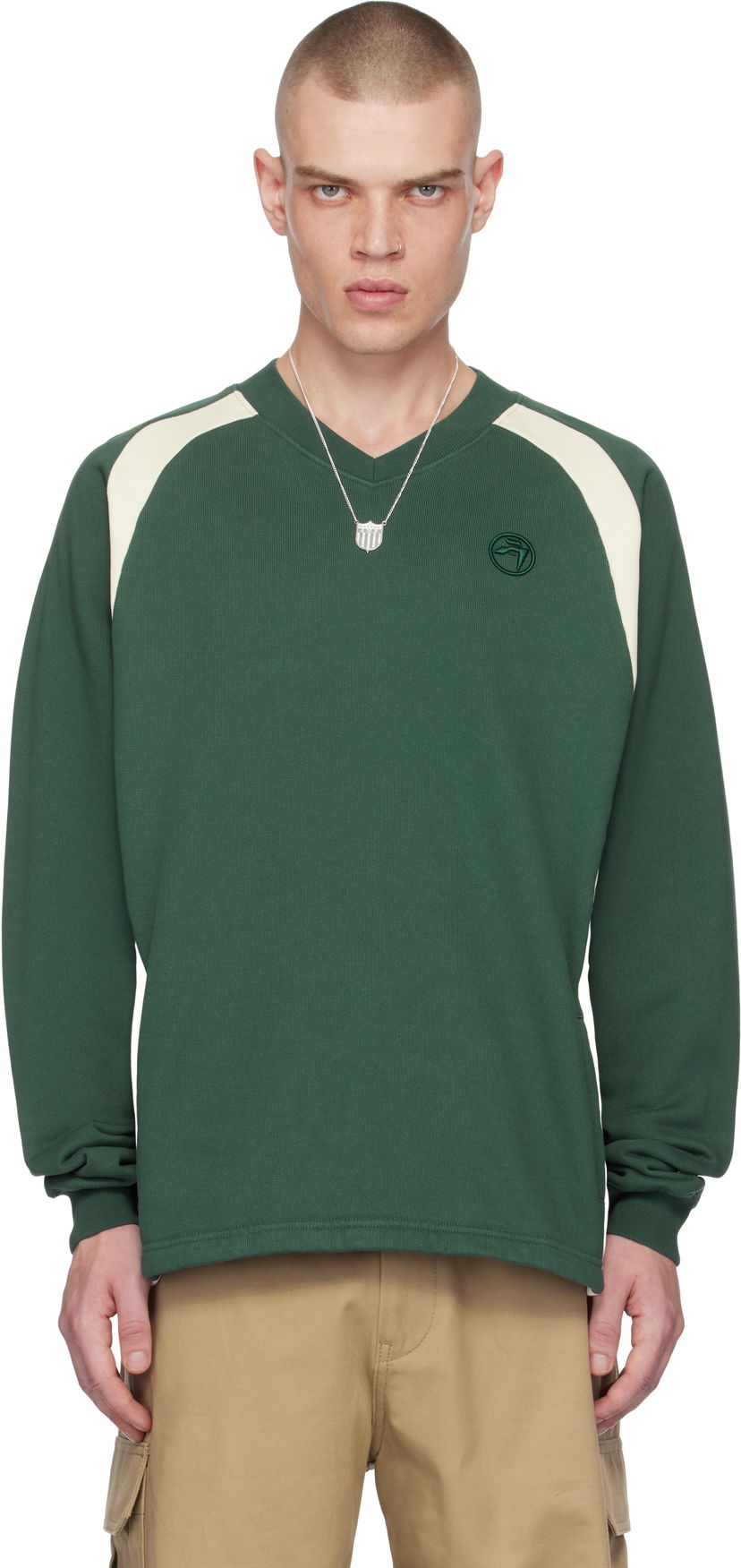 Sweatshirt Ambush V-Neck Long Sleeve Sweatshirt Grön | BMBA007F24FLE0015231