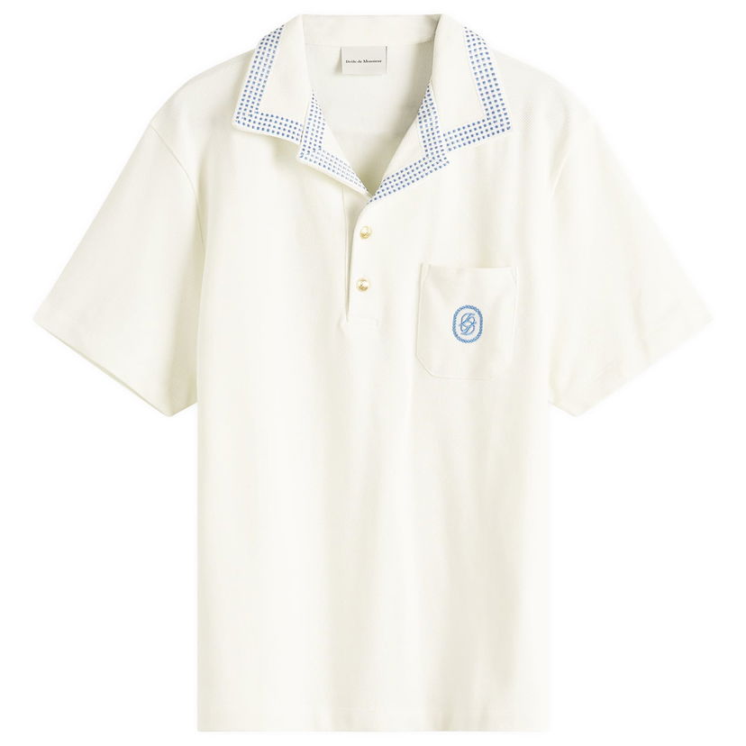 Polotröja Drôle de Monsieur Checkerboard Pique Polo Shirt, Size Large Vit | G-PL144-CO162-OW