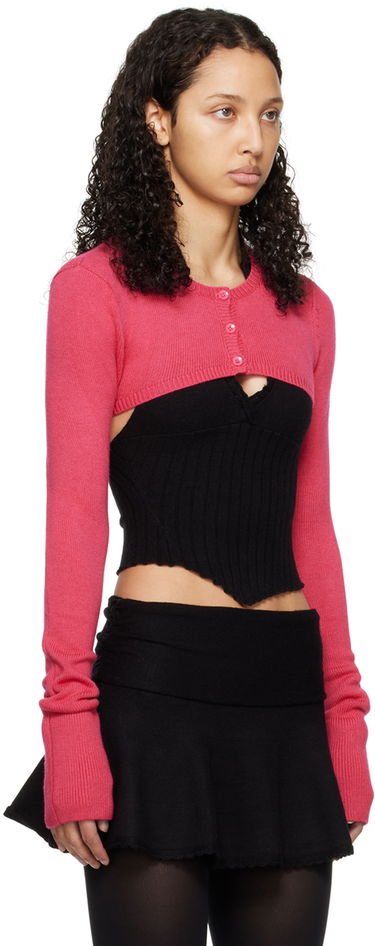Sweater GUIZIO Guizio Micro Cropped Cardigan Rosa | R24610S003, 1