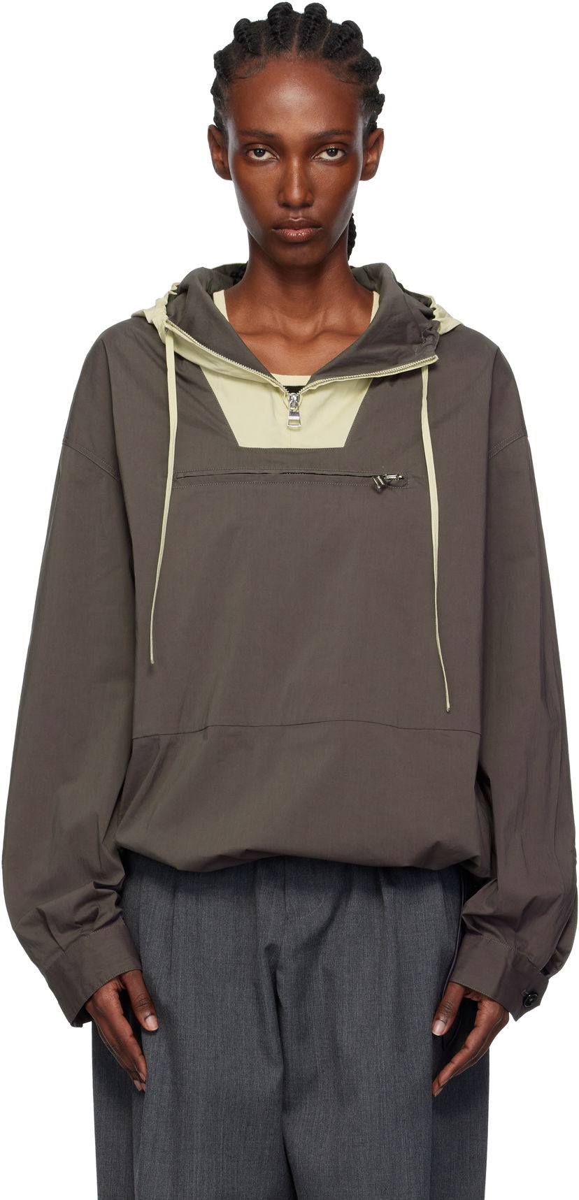 Vindjacka JW Anderson JW Anderson Contrast Hood Anorak Brun | JK0415-PG1838