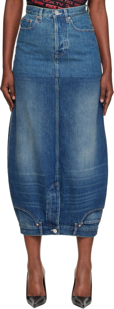 Kjol VETEMENTS Vetements Double Denim Midi Skirt Blå | WH76DK880VBBG, 0