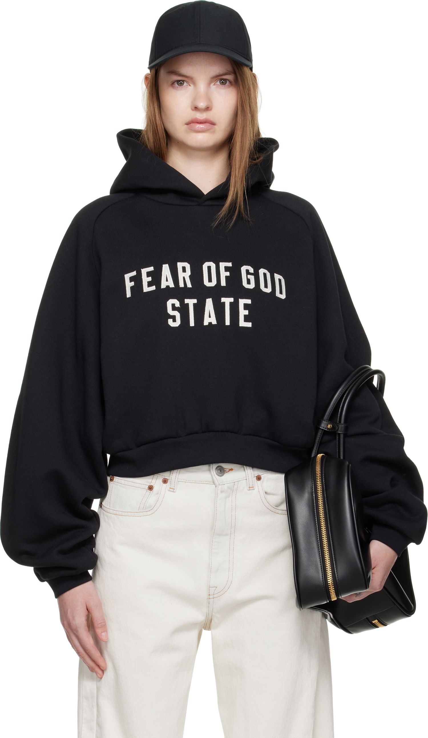 Sweatshirt Fear of God Fear of God ESSENTIALS Fleece Raglan Hoodie Svart | 192SP257820FW, 0