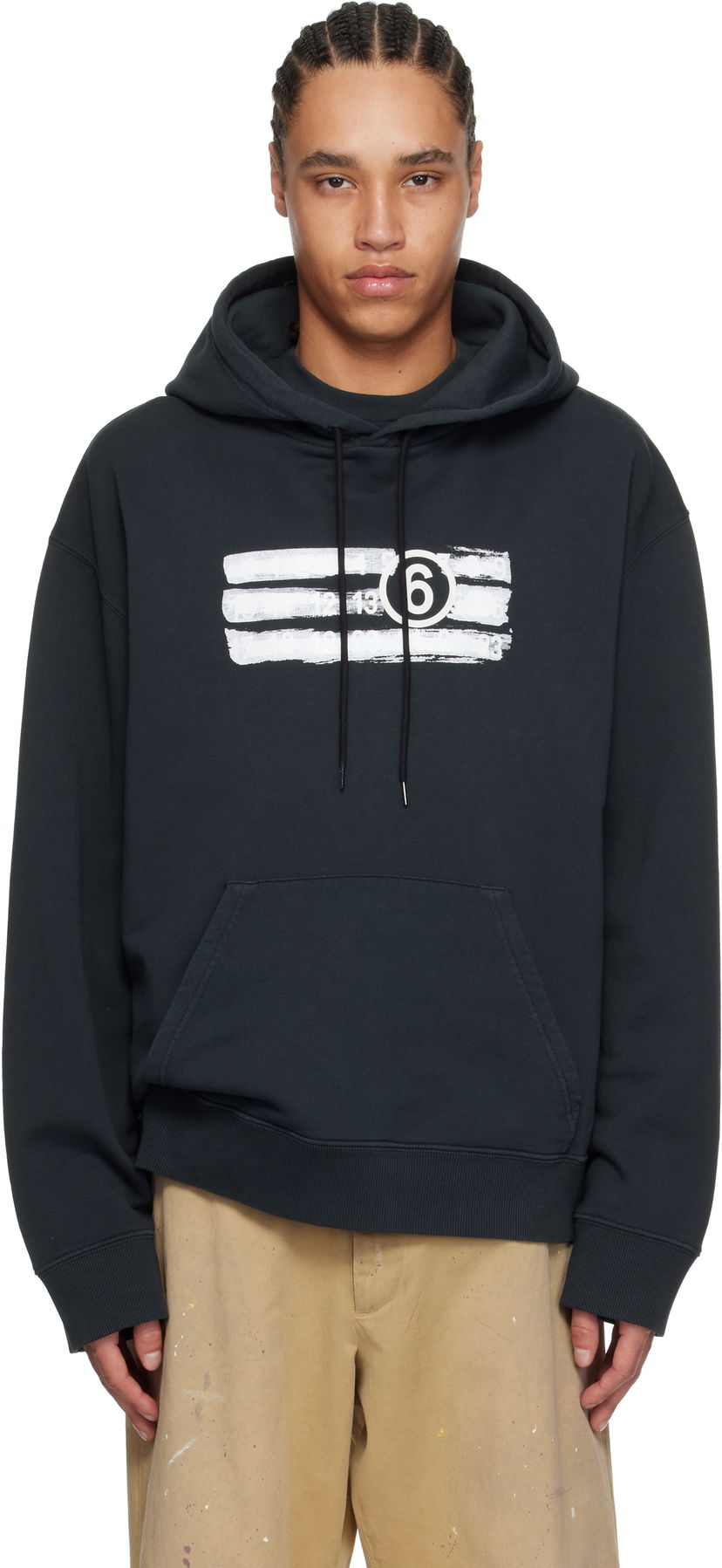 Sweatshirt Maison Margiela MM6 Maison Margiela Printed Logo Hoodie Svart | SH2GU0020 M25004