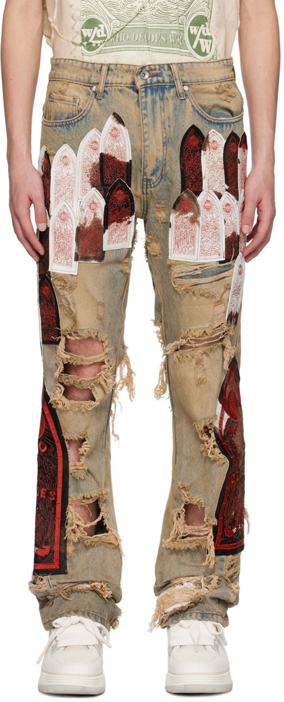 Jeans Who Decides War Sangre Patch Distressed Jeans Flerfärgad | 1120930030SS24