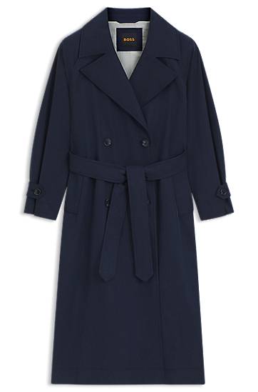 Trenchcoat BOSS BOSS Peached Fabric Trench Coat Mörkblå | 50543216