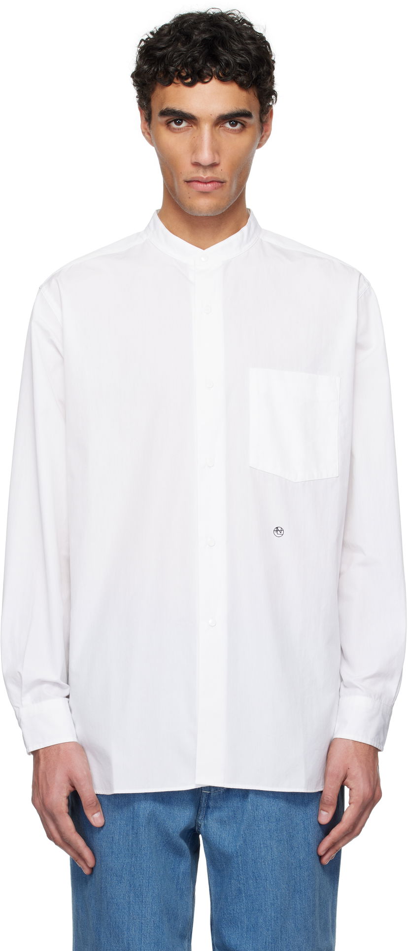 Skjorta NANAMICA Nanamica Band Collar Shirt Vit | S25SG092U