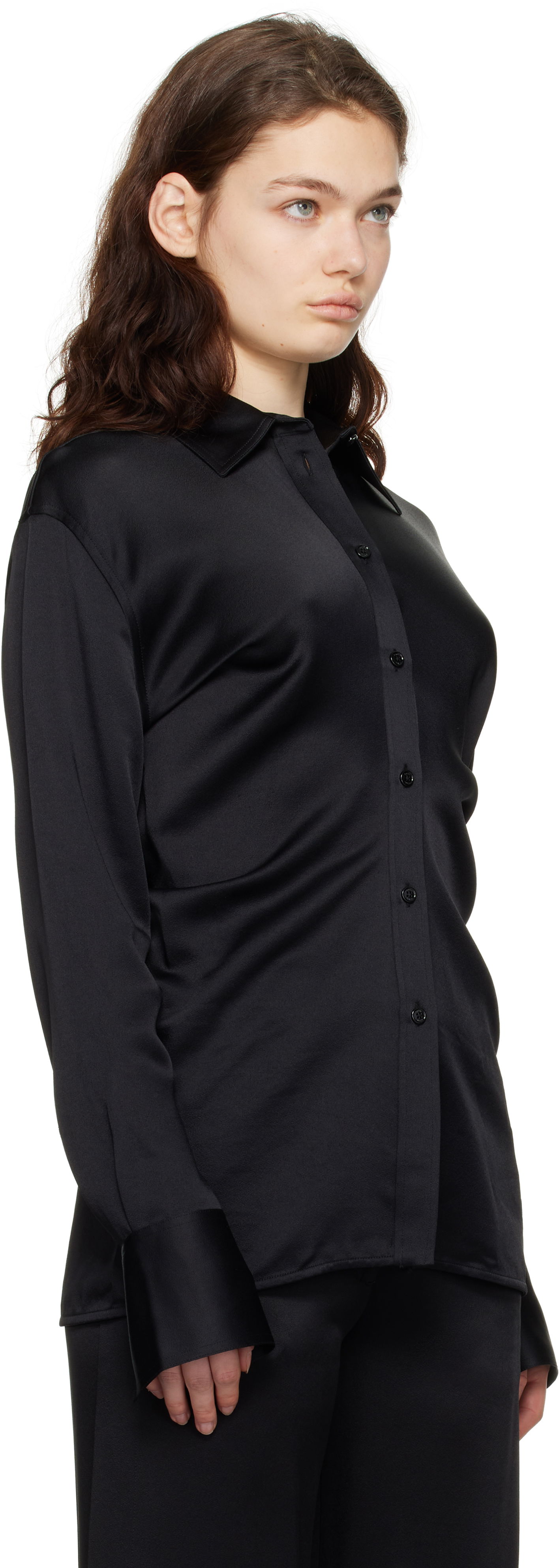 Skjorta TOTEME TOTEME Slouch Waist Button-Down Shirt Svart | 251-WRT4282-FB0344, 1