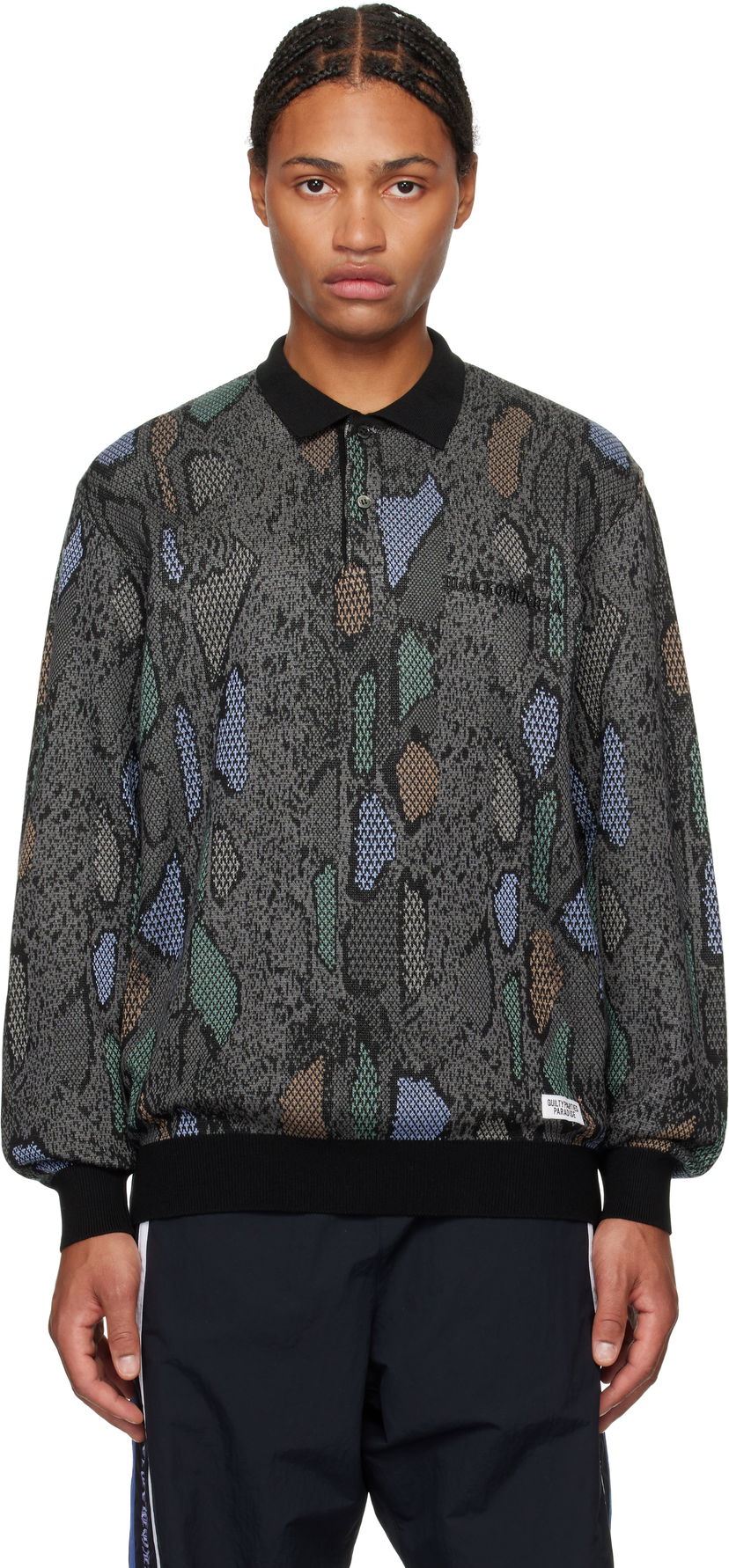 Polotröja WACKO MARIA Knit Polo Grå | 24FW-WMK-KN14