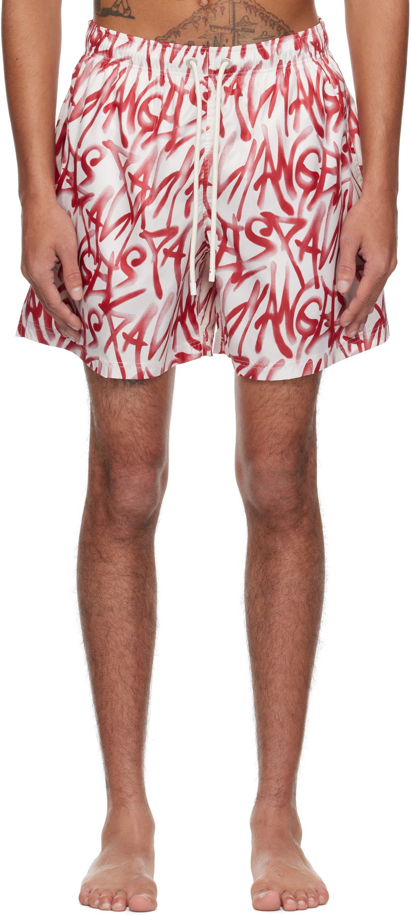 Badkläder Palm Angels Palm Angels Graffiti Print Swim Shorts Vit | PMFD012S25FAB0010325