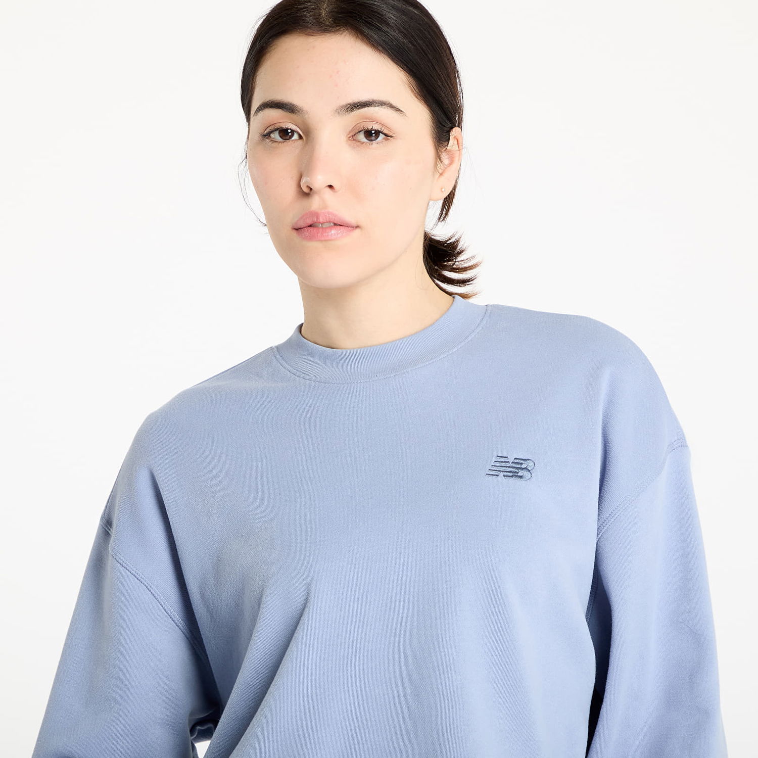 Shorts New Balance Women's Cropped Fleece Sweatshirt and Shorts Set Blå | NBWT51514DUS, 1
