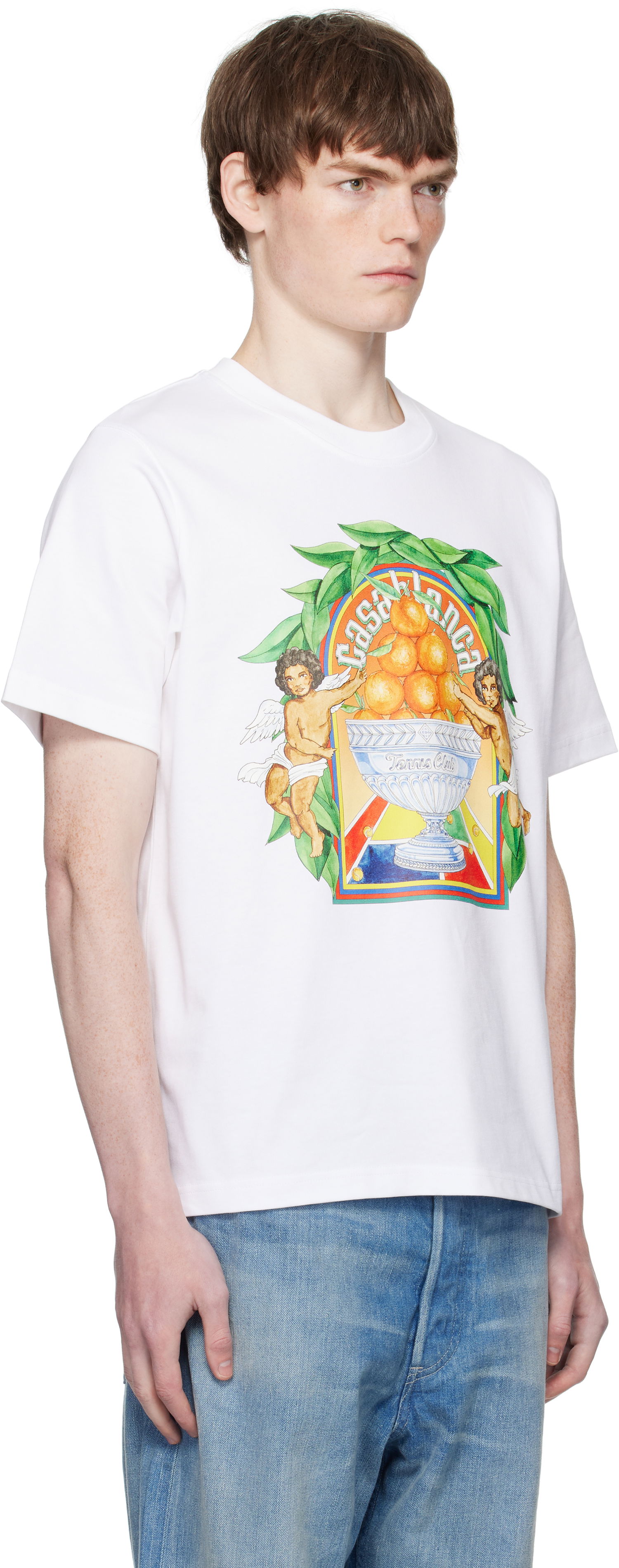 T-shirt Casablanca Casablanca Triomphe D'Orange Graphic Tee Vit | MPF25-JTS-001-23-EX-FLANNELS, 1