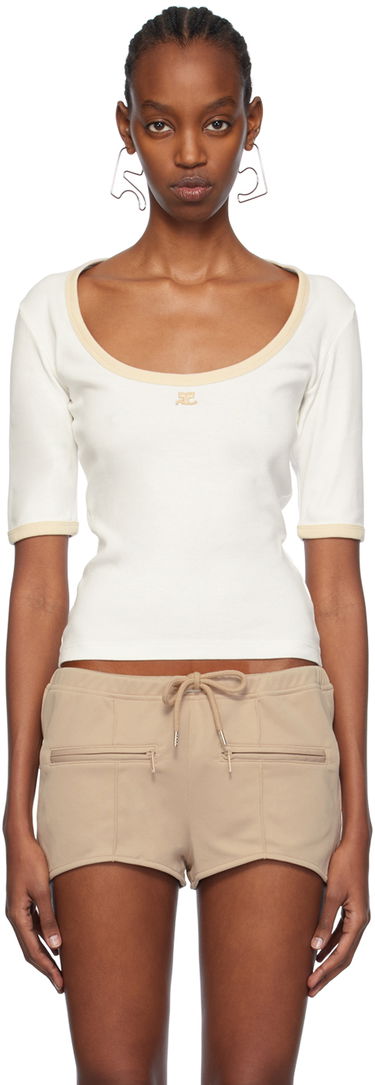 T-shirt Courrèges Slim Scoop Neck T-Shirt Vit | 124JTS116JS0070, 0