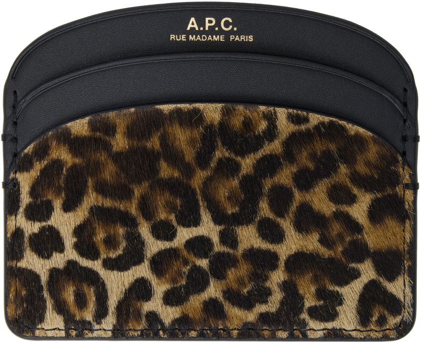 Plånbok A.P.C. A.P.C. Demi-Lune Leopard Card Holder Flerfärgad | PXCAW-F63270