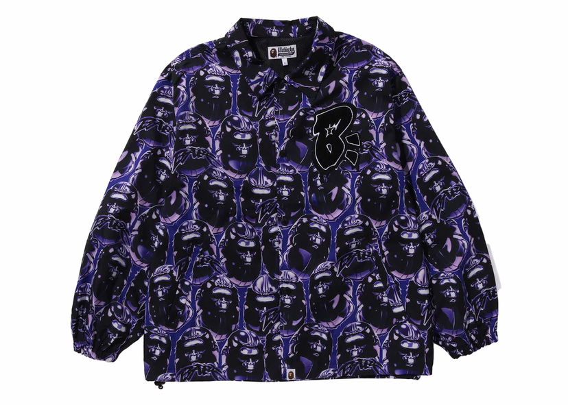 Jacka BAPE BAPE Ape Head Graffiti Coach Jacket Purple Purpur | 1J80-140-005