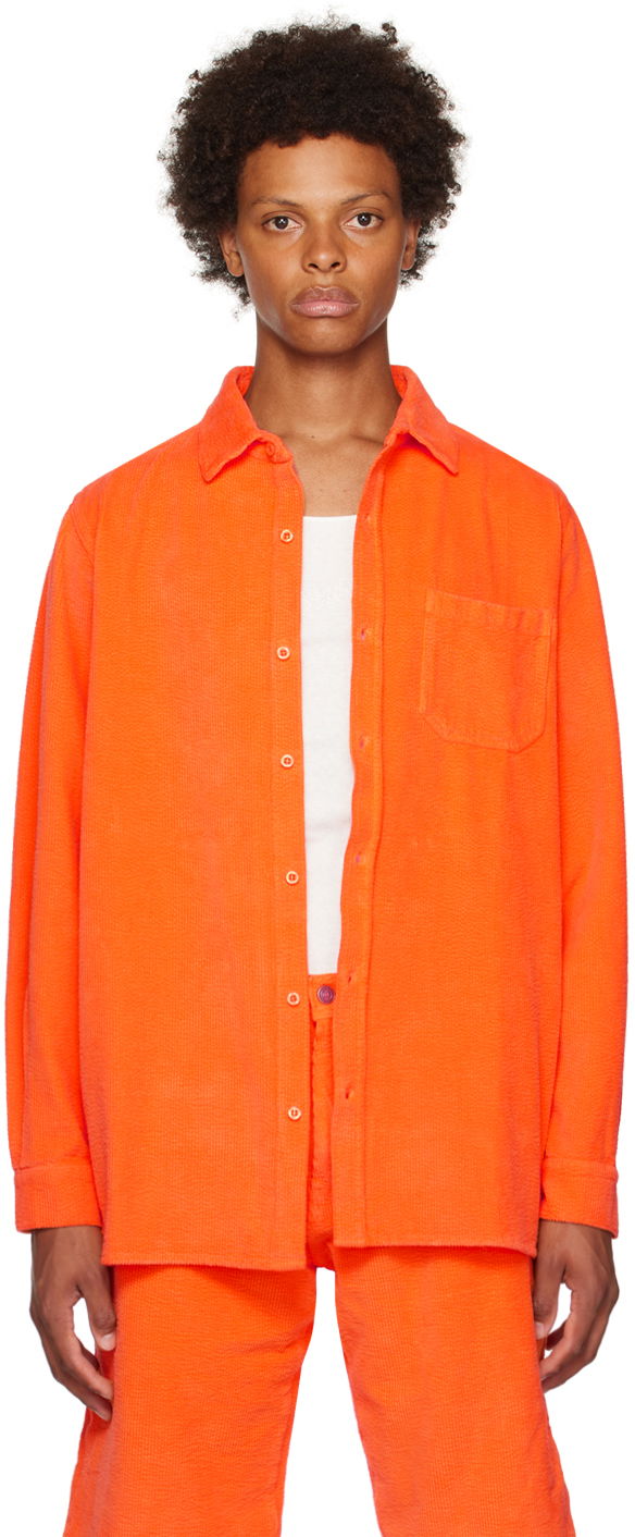 Skjorta ERL Spread Collar Corduroy Shirt Orange | ERL06B002