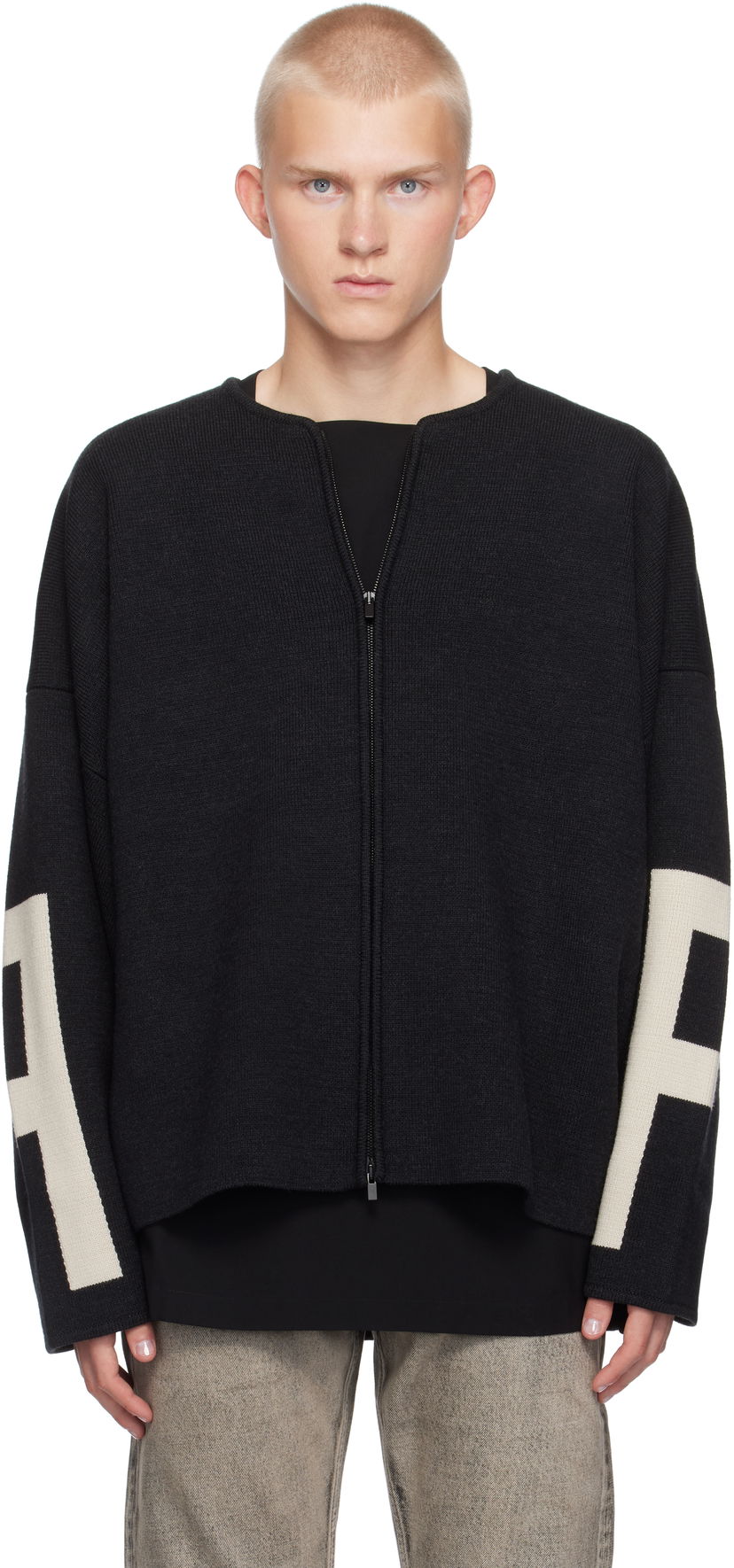 Sweater Fear of God Fear of God Merino Full Zip Sweater Svart | FG24FW20-0172MER