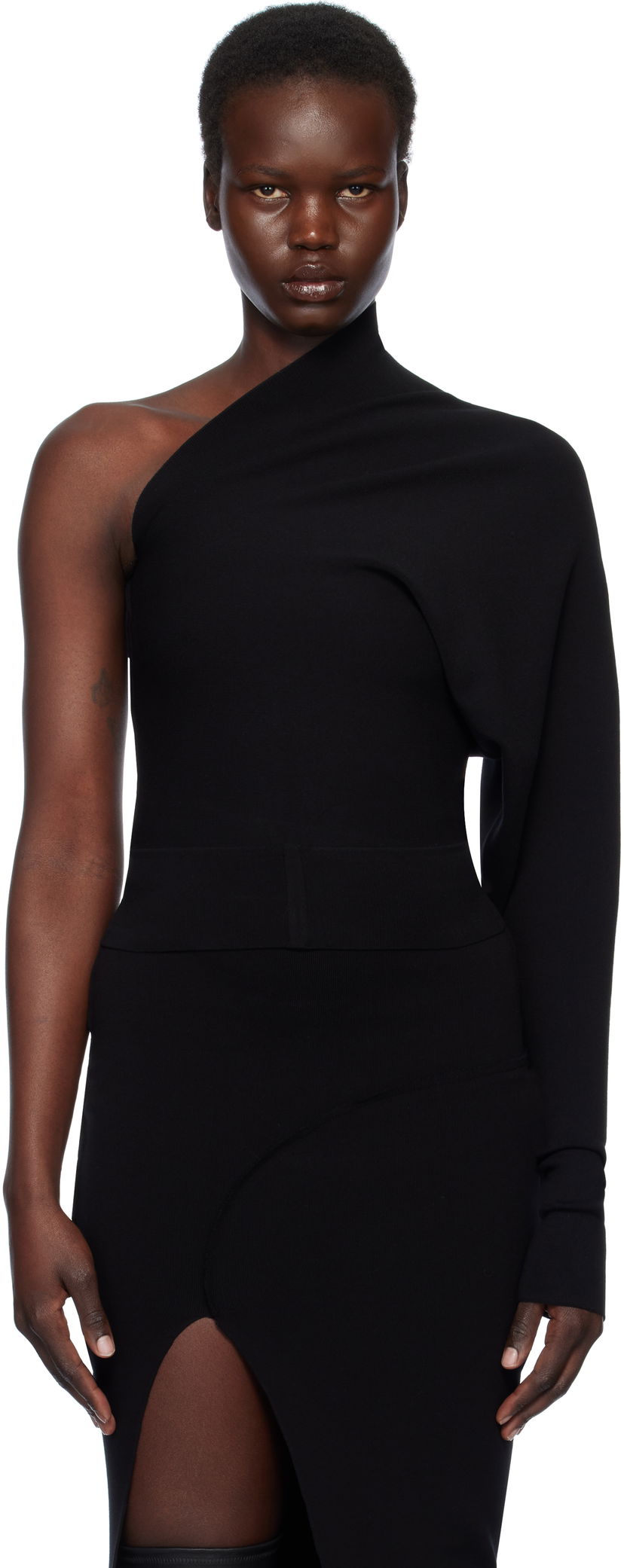 Klä Rick Owens Rick Owens Hollywood One Shoulder Asymmetrical Top Svart | RP01E7691 KST