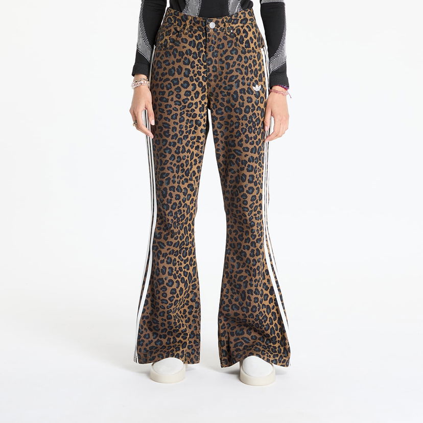 Byxor adidas Originals Slim Denim Leopard Print Flare Pants Brun | KA2682