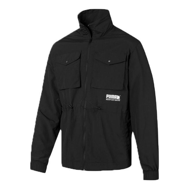 Vindjacka Puma Alphabet Logo Stand Collar Jacket Svart | 596861-01
