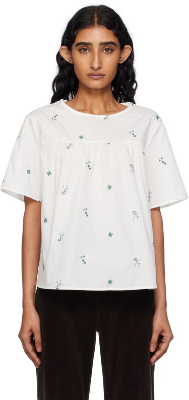 T-shirt Max Mara Weekend Max Mara Edita Floral Embroidered Top Vit | 2515941072600, 0