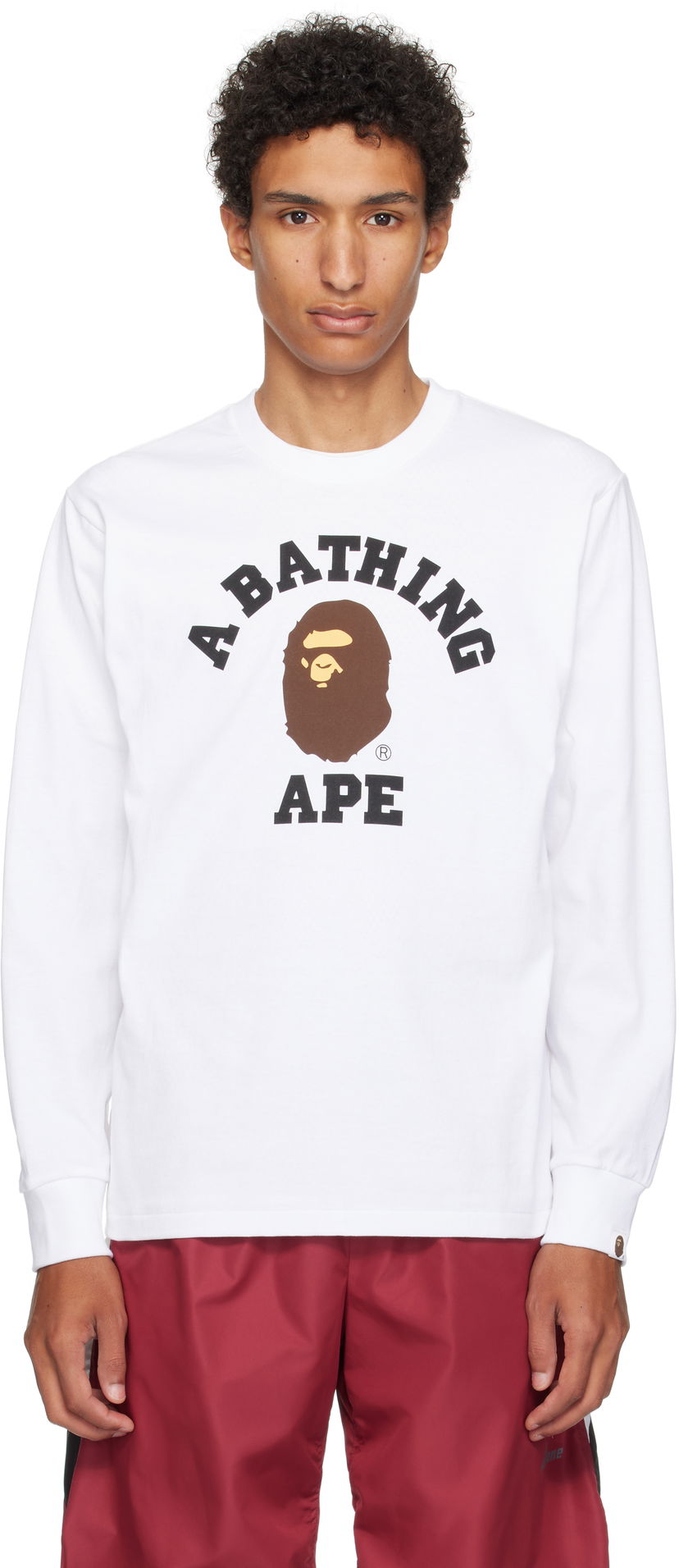 T-shirt BAPE A Bathing Ape College Long Sleeve T-Shirt Vit | 001LTL301013M